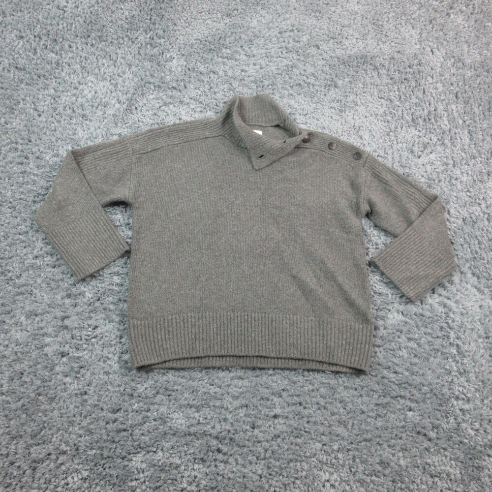 Abercrombie & Fitch Sweater Womens Medium Gray Knit Button Neck Pullover NWT